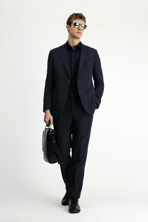 Siyah 6 Drop Regular Fit Standart Kesim Beli Lastikli Torba Cep Modal Karışımlı Takım Elbise