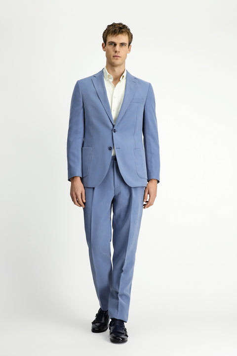 Blue 6 Drop Regular Fit Standard Cut Elastic Waist Patch Pocket Modal Blend Suit