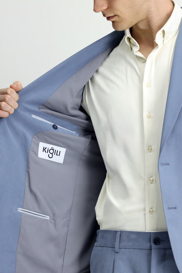 Mavi Regular Fit Beli Lastikli Torba Cep Modal Karışımlı Takım Elbise