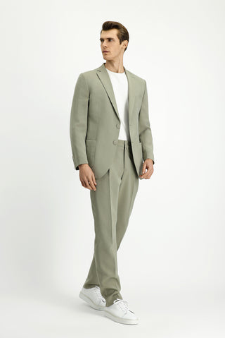  Açık Haki Regular Fit Beli Lastikli Modal Karışımlı Takım Elbise