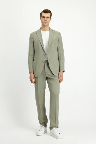  Açık Haki Regular Fit Beli Lastikli Modal Karışımlı Takım Elbise