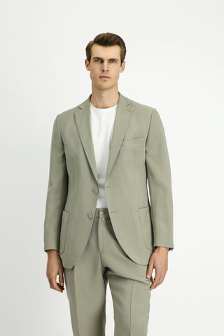  Açık Haki Regular Fit Beli Lastikli Modal Karışımlı Takım Elbise