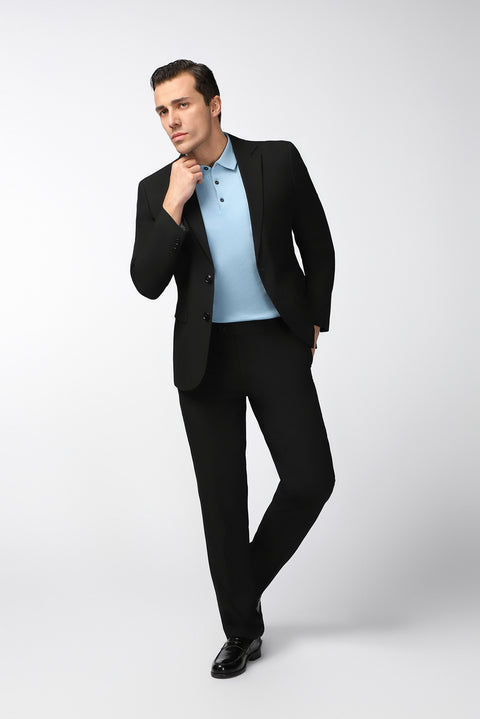 Siyah 7 Drop Super Slim Fit Eksra Dar Kesim Takım Elbise