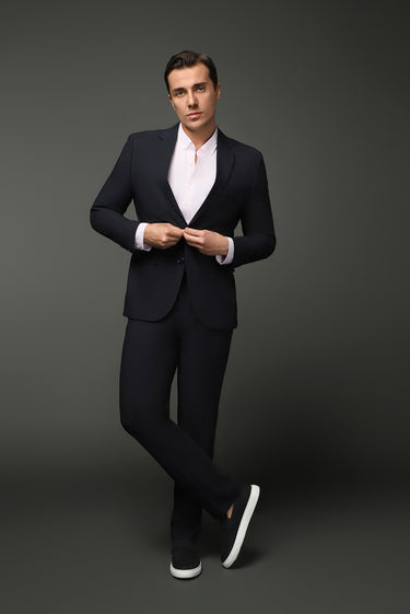  Koyu Lacivert Slim Fit Dar Kesim Klasik Takım Elbise