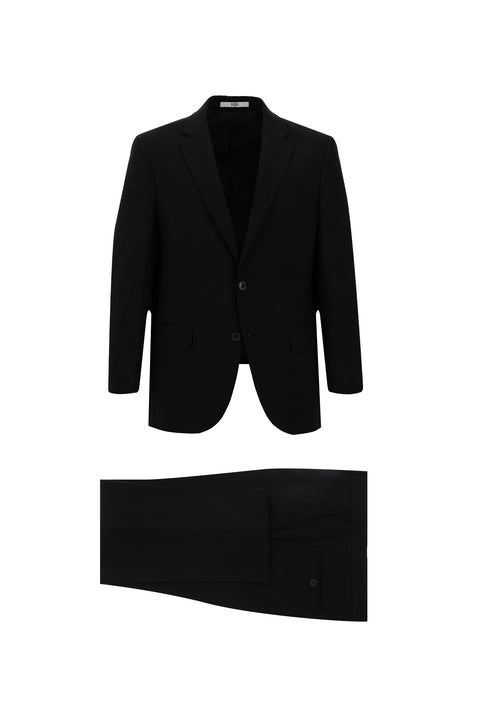 Siyah 6 Drop Regular Fit Standart Kesim Yünlü Takım Elbise