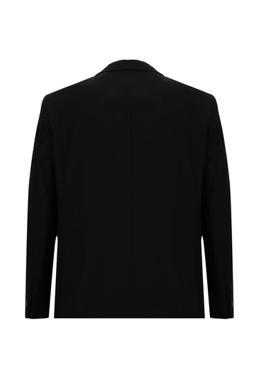 Siyah Slim Fit Dar Kesim Yünlü Klasik Takım Elbise