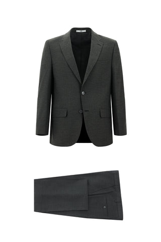  Koyu Füme 7 Drop Slim Fit Dar Kesim Yünlü Takım Elbise