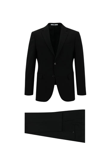  Siyah Slim Fit Dar Kesim Yünlü Klasik Takım Elbise
