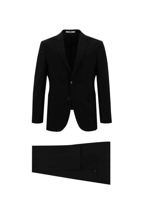 Siyah 6 Drop Regular Fit Standart Kesim Yünlü Takım Elbise