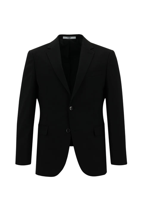 Siyah 4 Drop Relaxed Fit Rahat Kesim Yünlü Takım Elbise