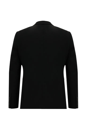 Siyah 4 Drop Relaxed Fit Rahat Kesim Yünlü Klasik Takım Elbise