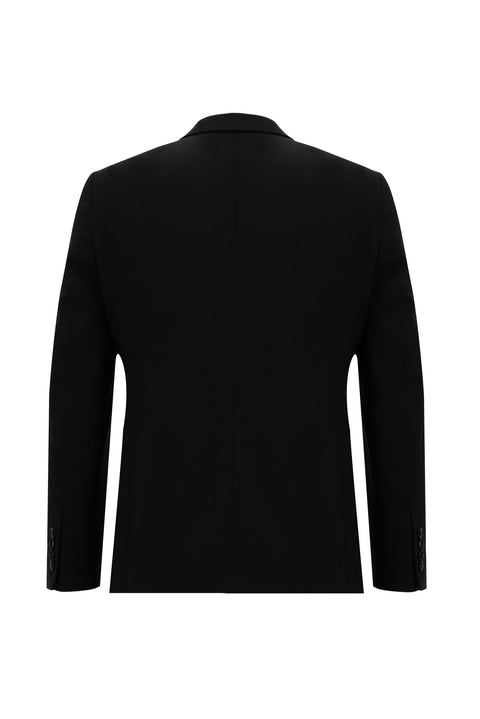 Siyah 4 Drop Relaxed Fit Rahat Kesim Yünlü Takım Elbise