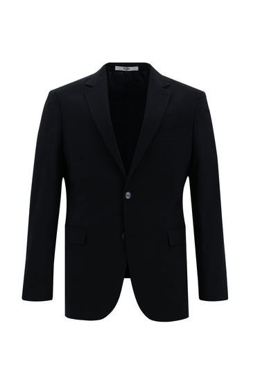 Siyah Lacivert Slim Fit Dar Kesim Yünlü Klasik Takım Elbise