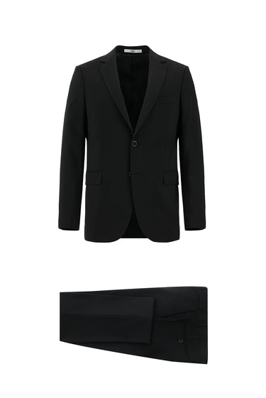 Siyah Regular Fit Yünlü Klasik Takım Elbise