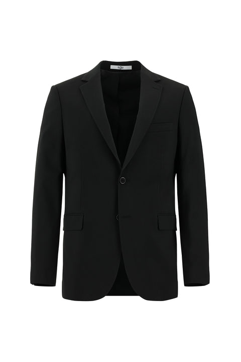 Siyah 4 Drop Relaxed Fit Rahat Kesim Yünlü Takım Elbise