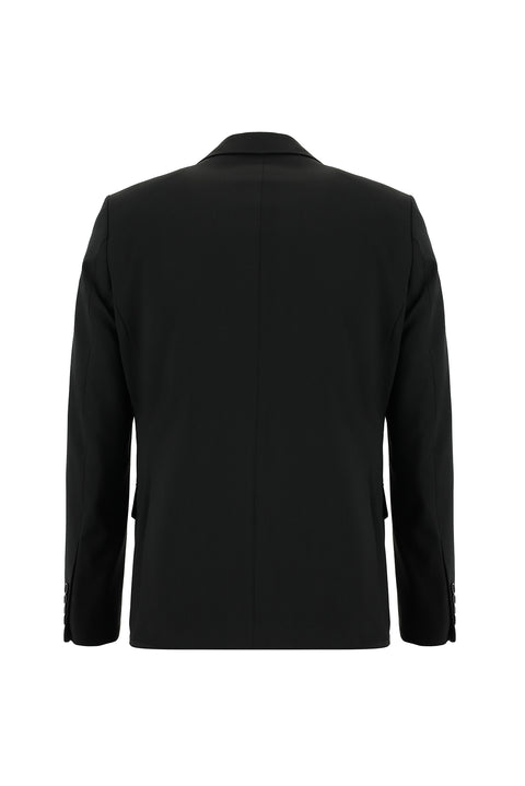 Siyah 7 Drop Slim Fit Dar Kesim Yünlü Takım Elbise