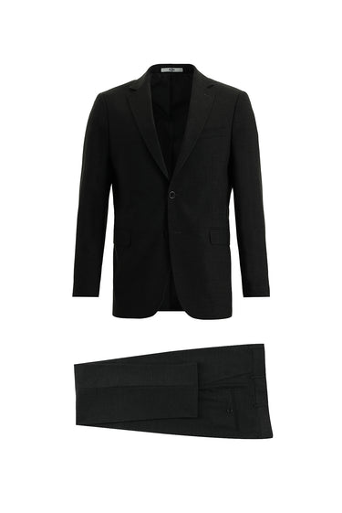  Koyu Füme Slim Fit Dar Kesim Yünlü Klasik Takım Elbise