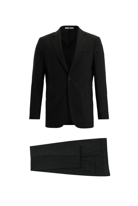 Koyu Füme 7 Drop Slim Fit Dar Kesim Yünlü Takım Elbise