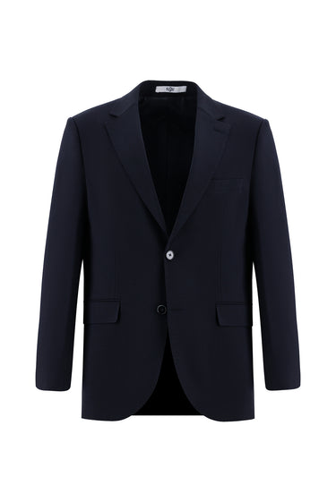 Siyah Lacivert Slim Fit Dar Kesim Yünlü Klasik Takım Elbise