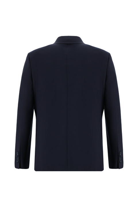 Black and Navy Blue 4-Drop Relaxed Fit Wool Suit
