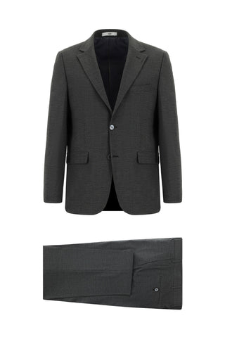  Koyu Füme Relaxed Fit Rahat Kesim Yünlü Klasik Takım Elbise