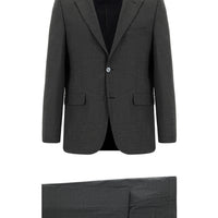 Koyu Füme 7 Drop Slim Fit Dar Kesim Yünlü Takım Elbise
