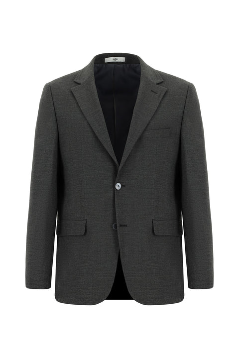 Koyu Füme 7 Drop Slim Fit Dar Kesim Yünlü Takım Elbise