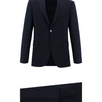 Siyah Lacivert 7 Drop Slim Fit Dar Kesim Yünlü Takım Elbise