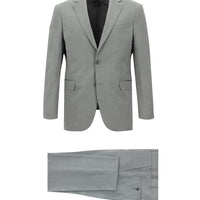 Orta Füme Slim Fit Dar Kesim Yünlü Klasik Takım Elbise