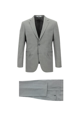  Orta Füme Slim Fit Dar Kesim Yünlü Klasik Takım Elbise