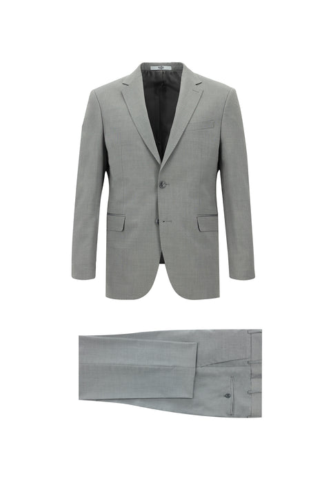 Orta Füme 7 Drop Slim Fit Dar Kesim Yünlü Takım Elbise