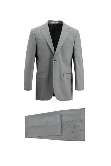  Orta Gri Slim Fit Dar Kesim Yünlü Klasik Takım Elbise