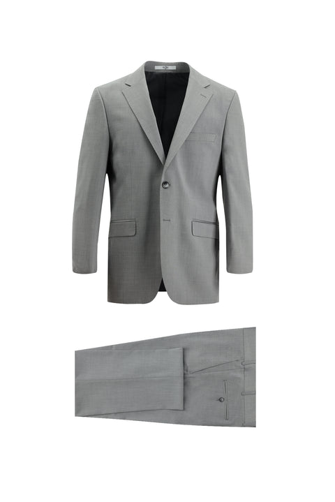 Orta Gri 7 Drop Slim Fit Dar Kesim Yünlü Takım Elbise