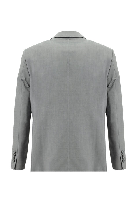 Orta Gri 7 Drop Slim Fit Dar Kesim Yünlü Takım Elbise