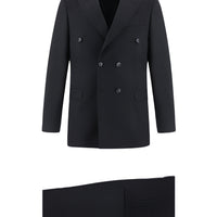 Siyah 7 Drop Super Slim Fit Eksra Dar Kesim Yünlü Kruvaze Takım Elbise