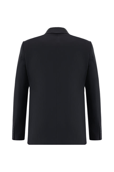 Siyah 7 Drop Super Slim Fit Eksra Dar Kesim Yünlü Kruvaze Takım Elbise