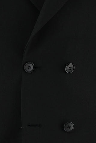  Siyah 7 Drop Slim Fit Dar Kesim Yünlü Kruvaze Takım Elbise