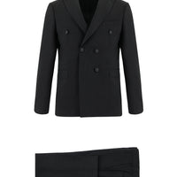 Koyu Füme 7 Drop Slim Fit Dar Kesim Yünlü Kruvaze Takım Elbise