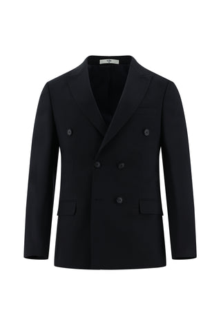  Koyu Lacivert 7 Drop Super Slim Fit Eksra Dar Kesim Yünlü Kruvaze Takım Elbise