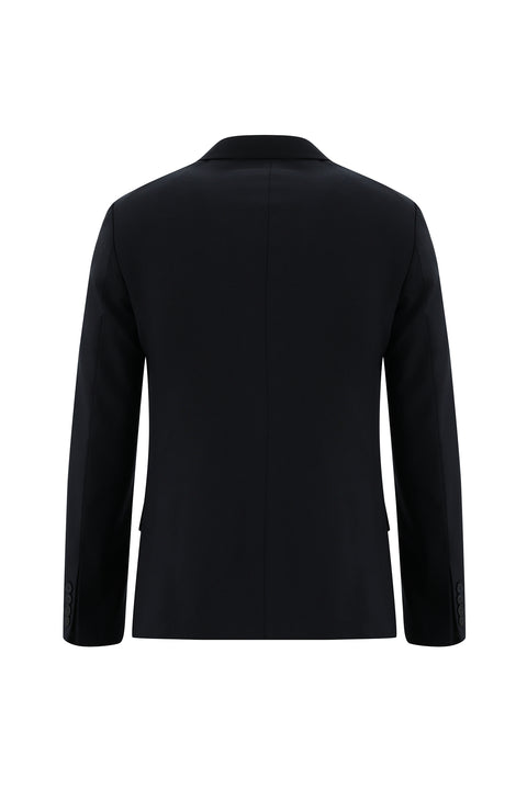 Koyu Lacivert 7 Drop Slim Fit Dar Kesim Yünlü Kruvaze Takım Elbise