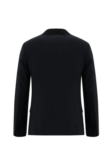  Koyu Lacivert Super Slim Fit Ekstra Dar Kesim Yünlü Kruvaze Takım Elbise