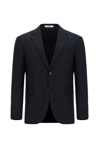  Koyu Lacivert Slim Fit Dar Kesim Yünlü Klasik Takım Elbise