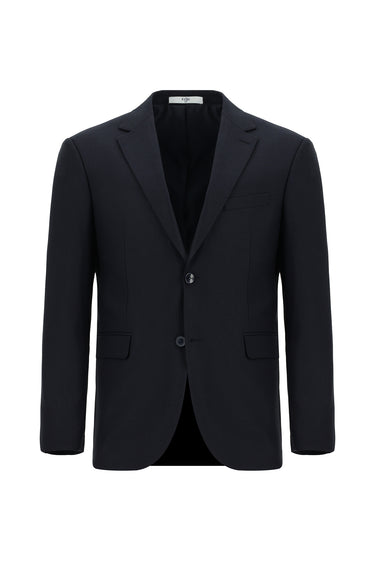  Koyu Lacivert Slim Fit Dar Kesim Yünlü Klasik Takım Elbise