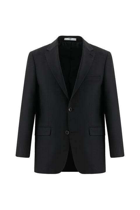 Siyah 4 Drop Relaxed Fit Rahat Kesim Yünlü Takım Elbise