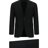 Siyah 7 Drop Slim Fit Dar Kesim Yünlü Klasik Takım Elbise