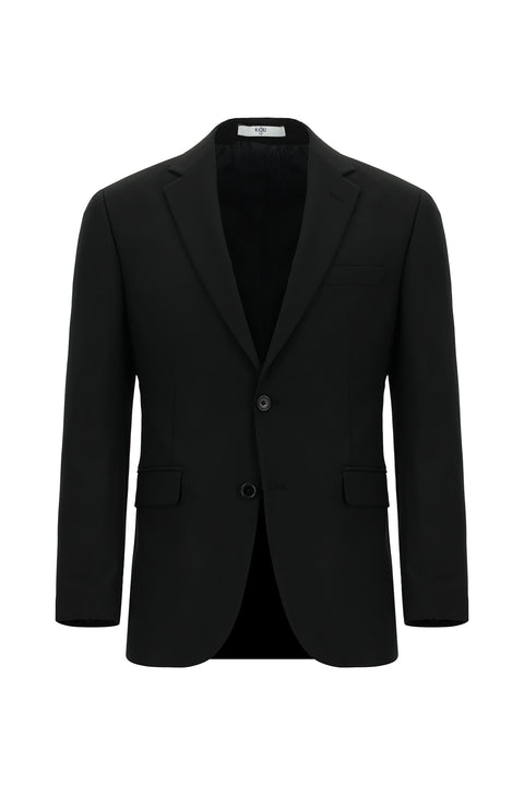 Siyah 7 Drop Slim Fit Dar Kesim Yünlü Takım Elbise