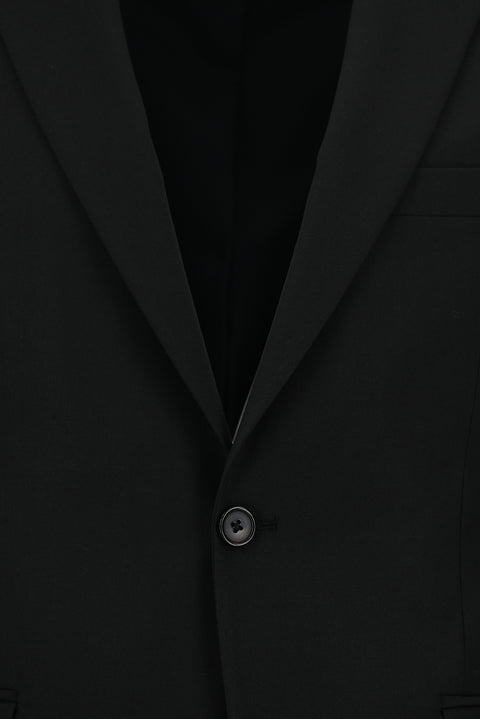 Siyah 7 Drop Slim Fit Dar Kesim Yünlü Takım Elbise