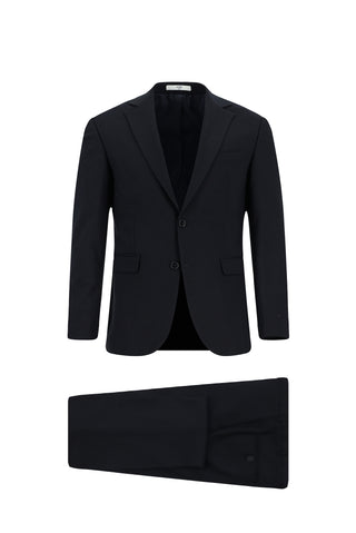  Koyu Lacivert 4 Drop Relaxed Fit Rahat Kesim Yünlü Takım Elbise