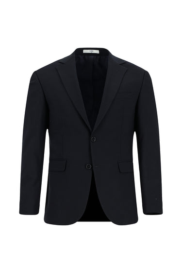  Koyu Lacivert Slim Fit Dar Kesim Yünlü Klasik Takım Elbise