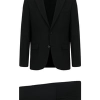 Black 6-Drop Regular Fit Standard Cut Wool Suit